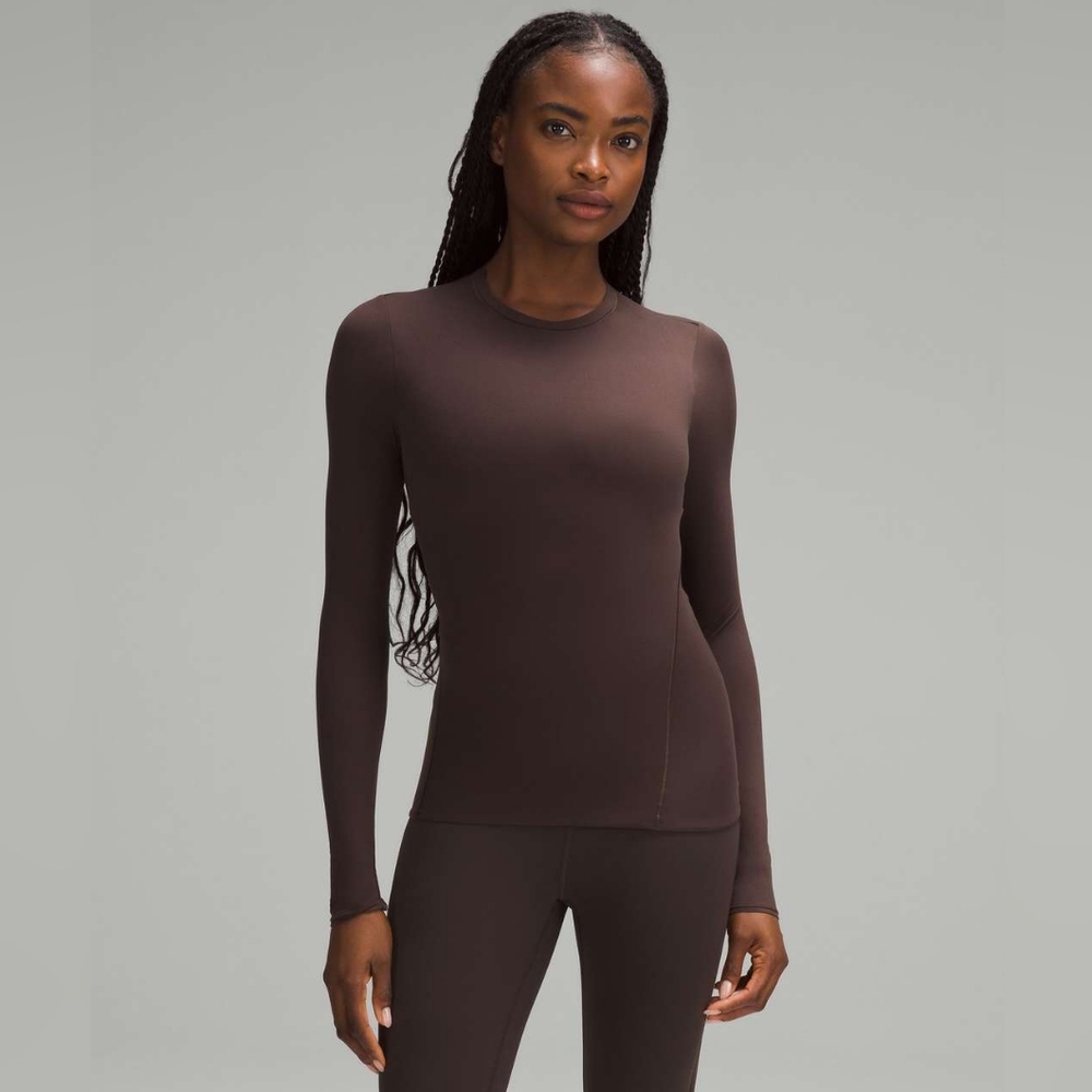 Lululemon Wundermost Ultra-Soft Nulu Crewneck Long-Sleeve Shirt Espresso Sz XL